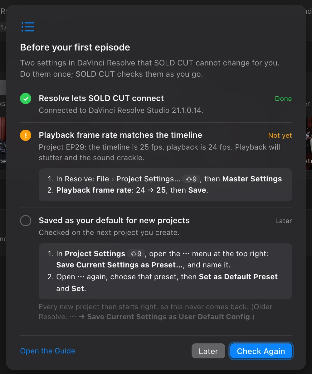 SOLD CUT Before your first episode sheet with the playback frame rate not yet right
